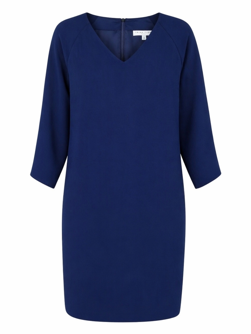 Trina Turk Elegant Tulip Split Sleeve V- Neckline Shift Dress Sz.0 Classic Chic - Picture 2 of 15